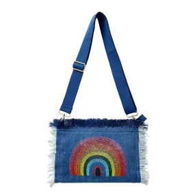 Zip Up Rainbow Fringe Canvas Pouch